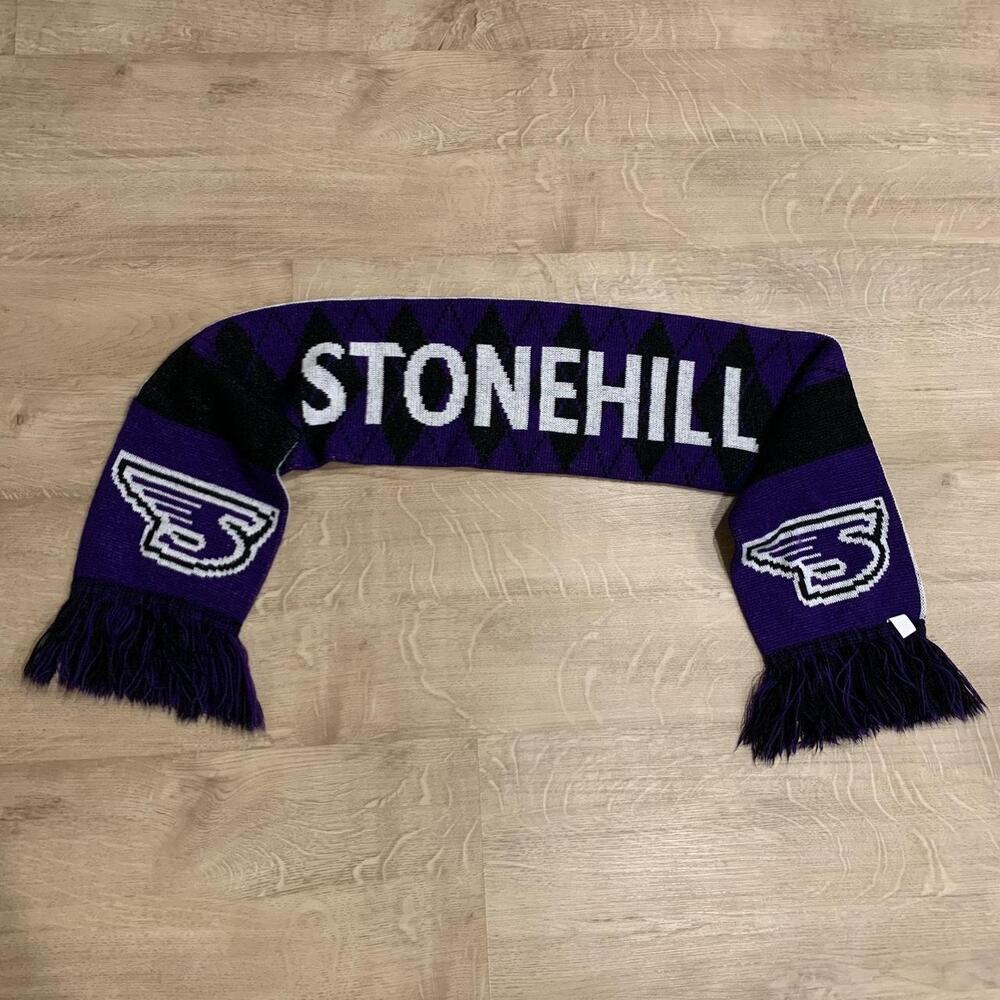 Stonehill College Skyhawks Purple White 100% Acrylic Scarf 2-Sided Warm Winter